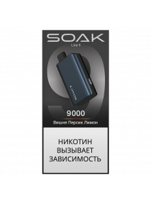 Электронная Сигарета Soak Line 9000 Вишня Персик Лимон