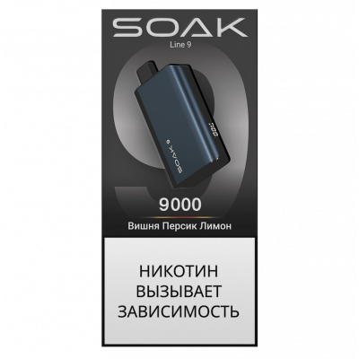 Электронная Сигарета Soak Line 9000 Вишня Персик Лимон