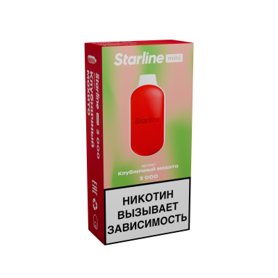 Электронная Сигарета StarLine Mini 3000 Клубничное Мохито Электронная Сигарета StarLine Mini 3000 Клубничное Мохито